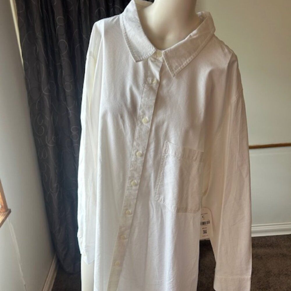 Arula For Captivating You White button down 1 pocket top, size 3X